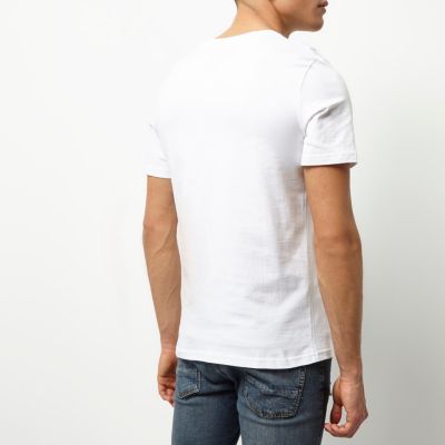 White Jack & Jones chest print T-shirt